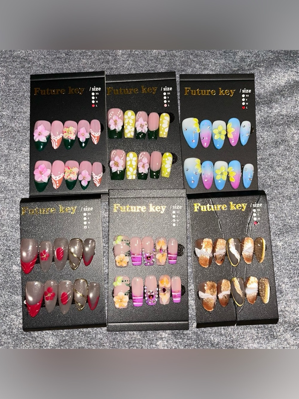5 Sets of Size Large 10 Piece Nail Sets Size 2.5